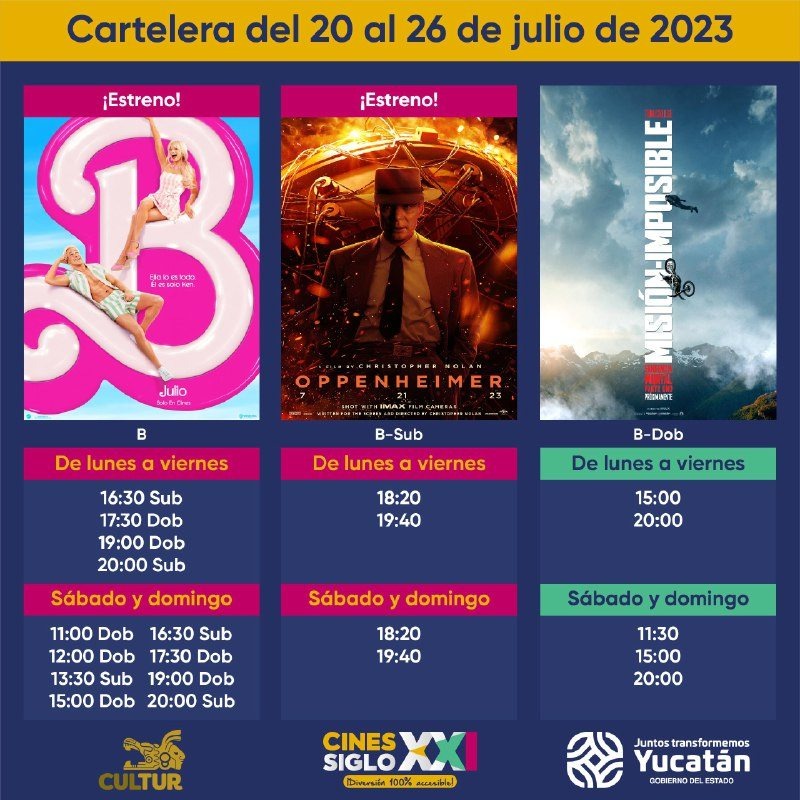 Yucatán #Barbie y #Oppenheimer en los&nbsp;#CinesSigloXXI