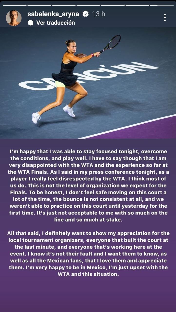 #QuintanaRoo Arremete tenista bielorrusa contra la #WTA, por torneo realizado en&nbsp;#Cancún