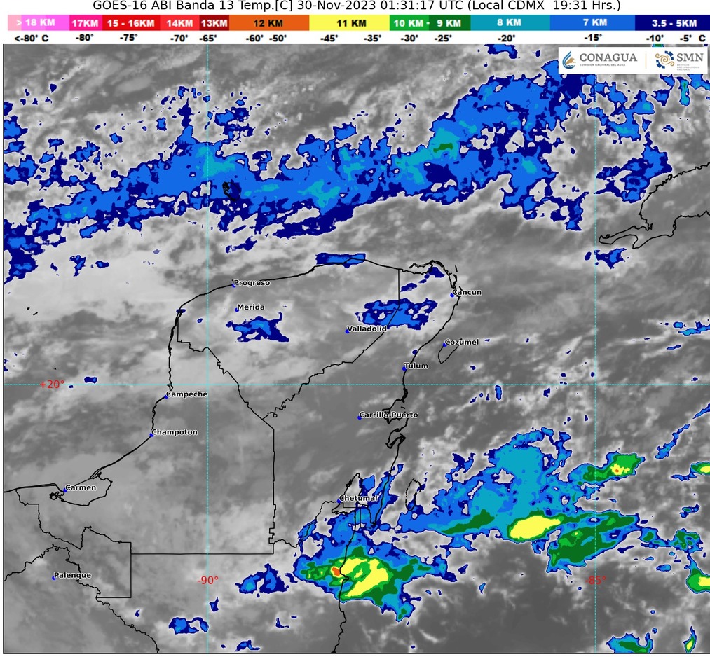 #QuintanaRoo Avisan de lluvias fuertes para la&nbsp;entidad