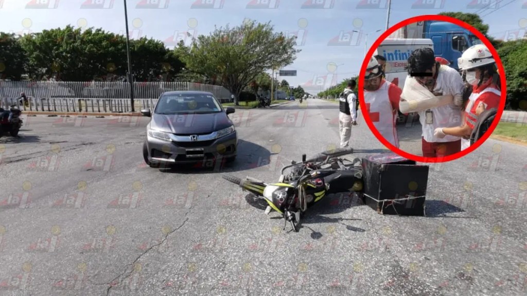 #Campeche Motociclista con posible fractura tras choque sobre la Isla de&nbsp;Tris