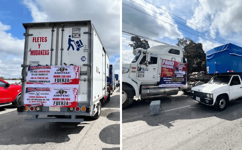 #QuintanaRoo Transportistas de #AMOTAC inician paro nacional bloqueando carreteras en&nbsp;#Cancún