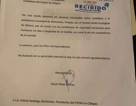 #Chiapas Renuncia a candidatura de #Altamirano por&nbsp;seguridad