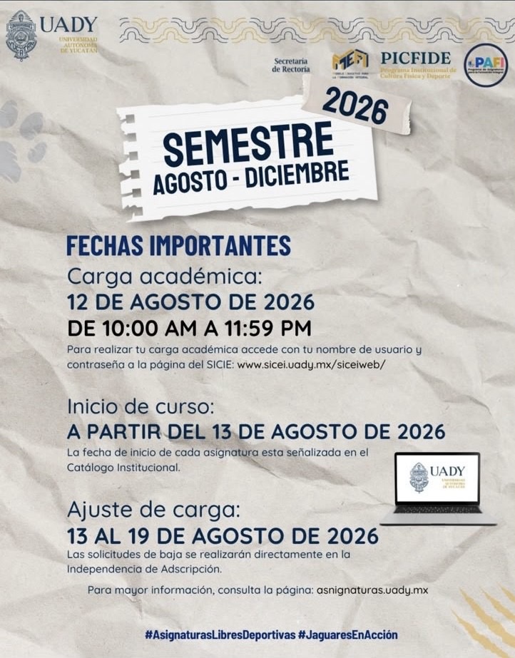 #Yucatan Deporte y formación integral regresan a la UADY con 37 asignaturas y 12 selecciones
