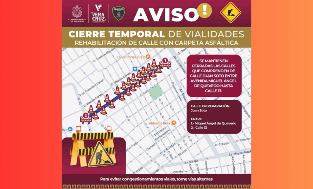 #Veracruz Pide Ayuntamiento de Veracruz tomar precauciones por cierre de Juan&nbsp;Soto